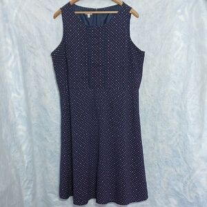 Talbots Womans Navy Polka Dot Sleeveless Dress Size 16w